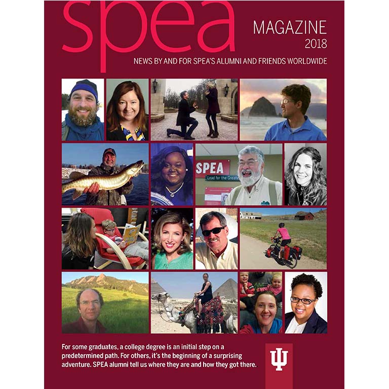 collage of faces on SPEA magazine 2018 cover